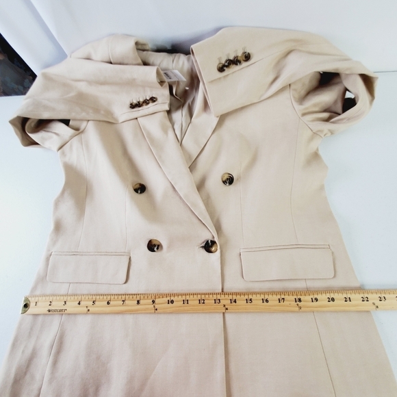 Ann Taylor Double-Breasted Blazer 12 Tall Herringbone Linen Blend Jacket NEW - Picture 10 of 14